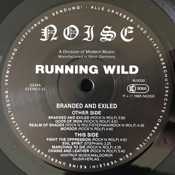 Running Wild - Branded And Exiled | Noise (N 0030) - 4