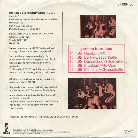 Frankie Goes To Hollywood - Welcome To The Pleasuredome | Island Records (107 199 EP) - 2 Frankie Goes To Hollywood - Welcome To The Pleasuredome | Island Records (107 199 EP) - 2