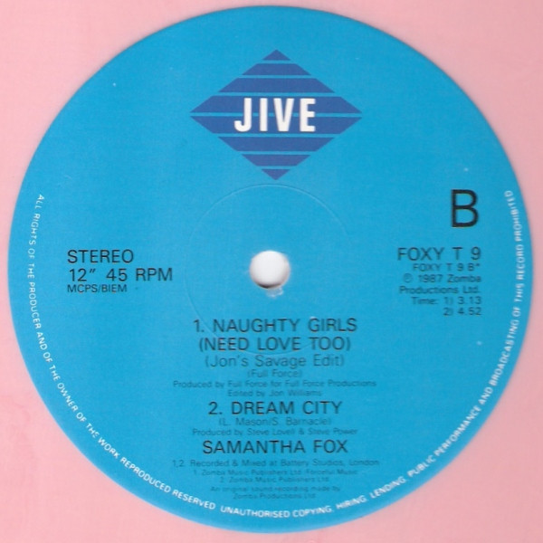 Samantha Fox - Naughty Girls (Need Love Too) | Jive (FOXY T 9) - 3 Samantha Fox - Naughty Girls (Need Love Too) | Jive (FOXY T 9) - 3