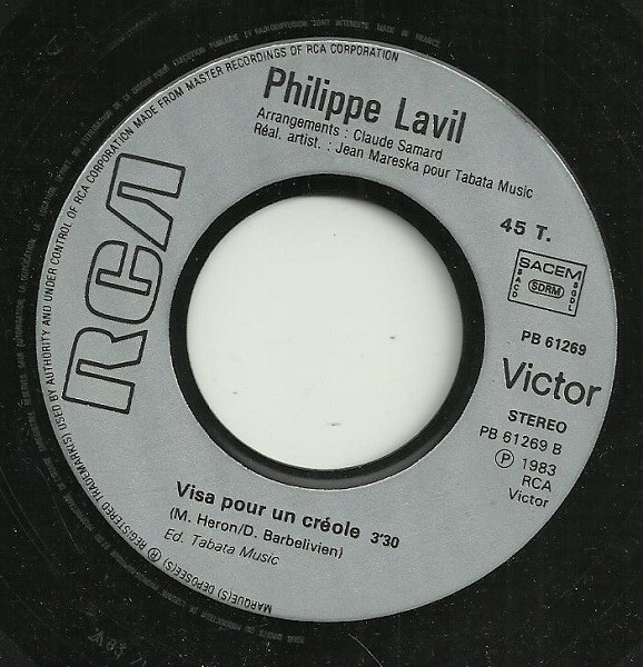Philippe Lavil - Sauvage / Visa Pour Un Creole | RCA Victor (PB 61269) - 4
