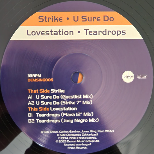 Strike / Lovestation - U Sure Do / Teardrops | Demon Records (DEMSING005) - 4