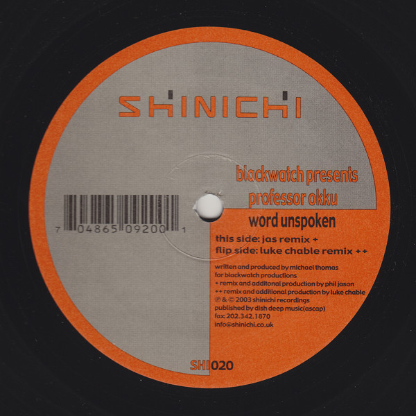 Blackwatch Presents Professor Okku - Word Unspoken | Shinichi (SHI020) - 3 Blackwatch Presents Professor Okku - Word Unspoken | Shinichi (SHI020) - 3