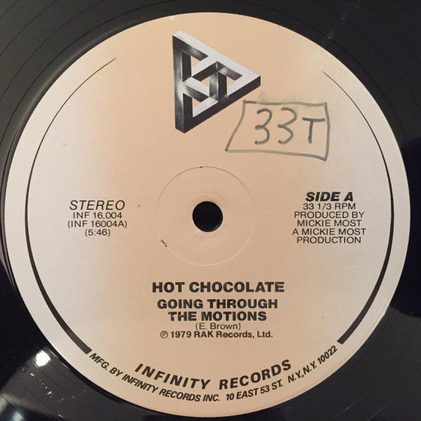 Hot Chocolate - Going Through The Motions | Infinity Records (INF 16,004) Hot Chocolate - Going Through The Motions | Infinity Records (INF 16,004)
