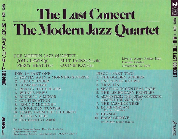 The Modern Jazz Quartet - The Last Concert | Atlantic (AMCY-1030 ̴ 1) - 2 The Modern Jazz Quartet - The Last Concert | Atlantic (AMCY-1030 ̴ 1) - 2
