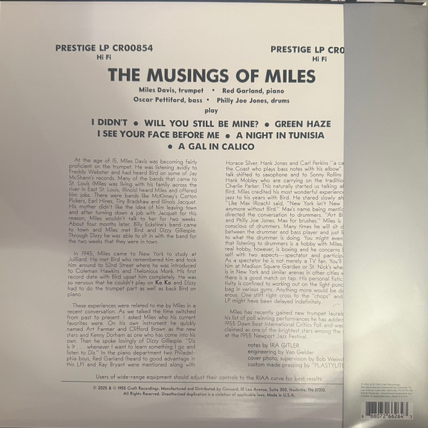 The Miles Davis Quartet - The Musings Of Miles | Craft Recordings (CR00854) - 2 The Miles Davis Quartet - The Musings Of Miles | Craft Recordings (CR00854) - 2