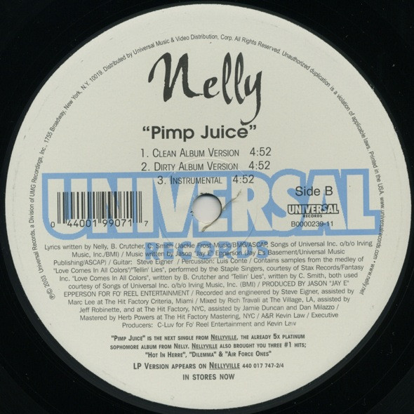 Nelly - Pimp Juice | Universal Records (B0000239-11) - 2 Nelly - Pimp Juice | Universal Records (B0000239-11) - 2