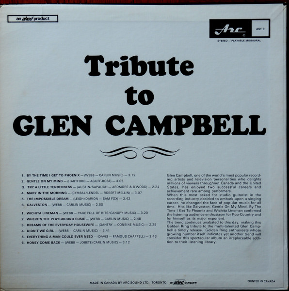 The Golden Ring - Tribute To Glen Campbell | Arc Records (AST 9) - 2 The Golden Ring - Tribute To Glen Campbell | Arc Records (AST 9) - 2