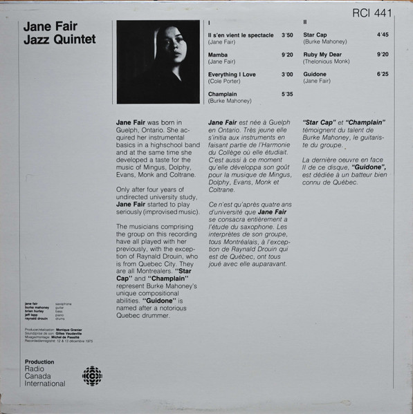 Jane Fair Jazz Quintet - Jane Fair Jazz Quintet | Radio Canada International (RCI 441) - 2 Jane Fair Jazz Quintet - Jane Fair Jazz Quintet | Radio Canada International (RCI 441) - 2