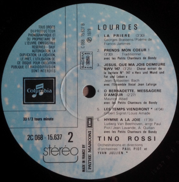 Tino Rossi - Lourdes | Columbia (2 C 068-15637) - 4