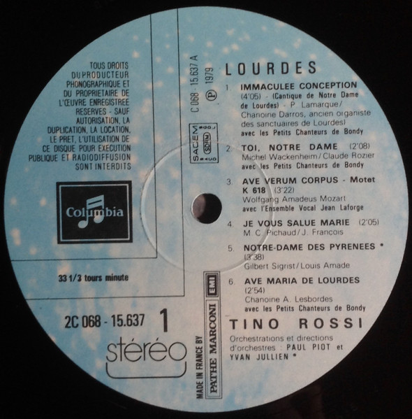 Tino Rossi - Lourdes | Columbia (2 C 068-15637) - 3