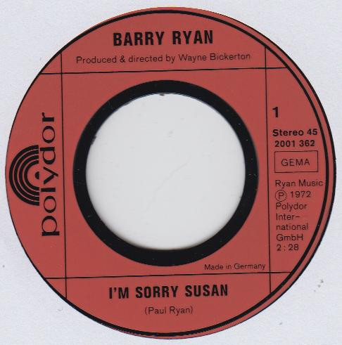 Barry Ryan - I'm Sorry Susan | Polydor (2001 362) - 3