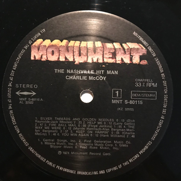 Charlie McCoy - The Nashville Hit Man | Monument (MNT S-80115) - 3 Charlie McCoy - The Nashville Hit Man | Monument (MNT S-80115) - 3