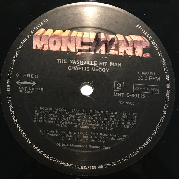 Charlie McCoy - The Nashville Hit Man | Monument (MNT S-80115) - 4 Charlie McCoy - The Nashville Hit Man | Monument (MNT S-80115) - 4