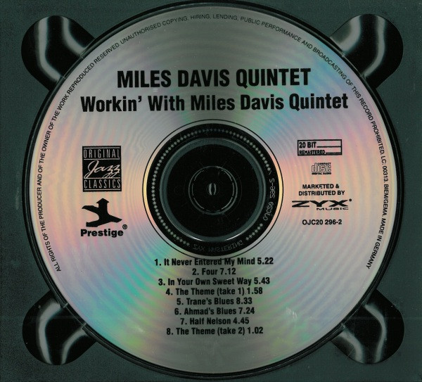 The Miles Davis Quintet - Workin' With The Miles Davis Quintet | Original Jazz Classics (OJC20 296-2) - 4 The Miles Davis Quintet - Workin' With The Miles Davis Quintet | Original Jazz Classics (OJC20 296-2) - 4