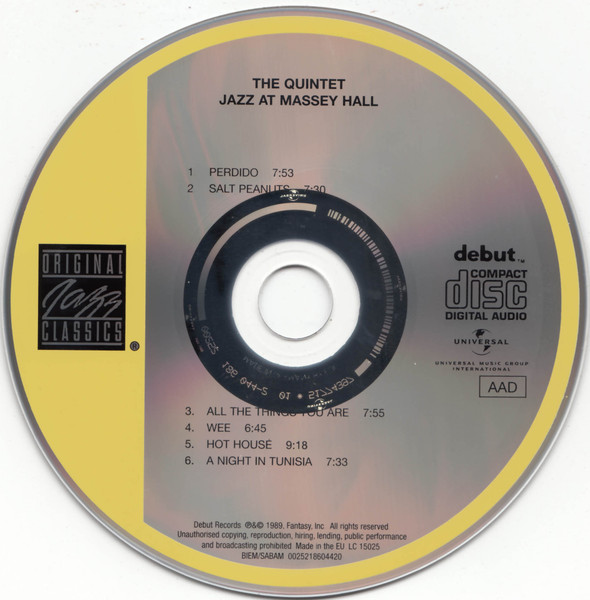 The Quintet - Jazz At Massey Hall | Original Jazz Classics (0025218604420) - 3 The Quintet - Jazz At Massey Hall | Original Jazz Classics (0025218604420) - 3