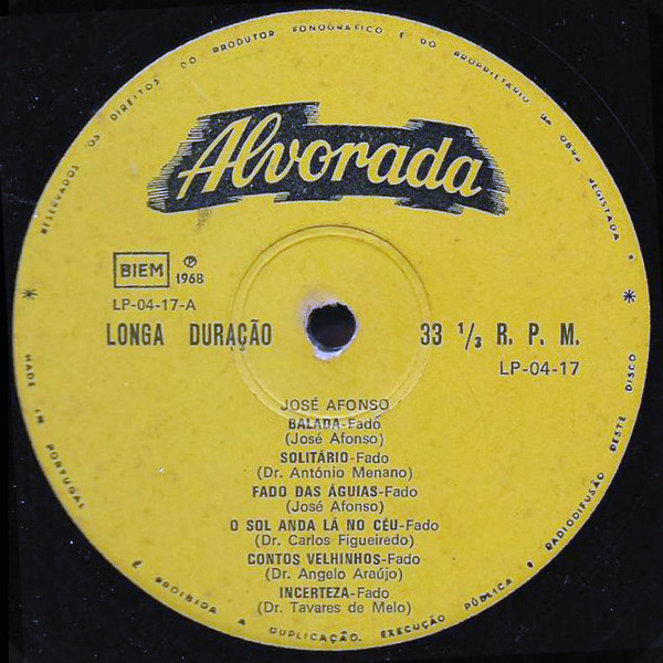 José Afonso / Luiz Goes - Coimbra | Alvorada (LP-S-04-17) - 3