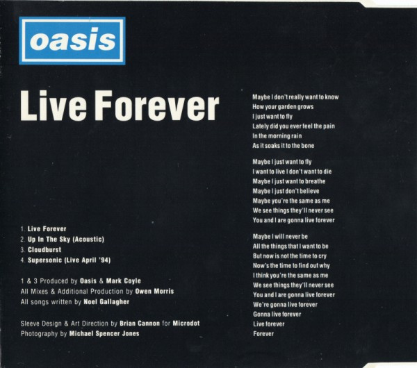 Oasis - Live Forever | Creation Records (CRESCD 185) - 3