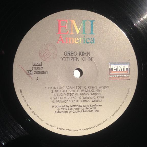 Greg Kihn - Citizen Kihn | EMI America (64 2403031) - 2