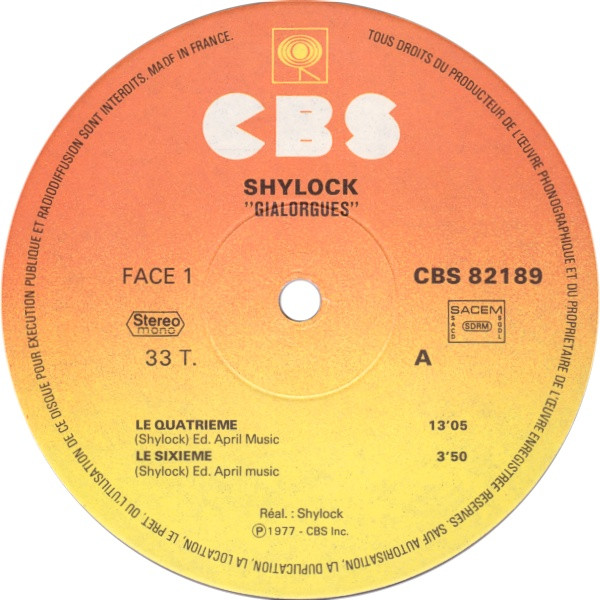 Shylock - Gialorgues | CBS (CBS 82189) - 3
