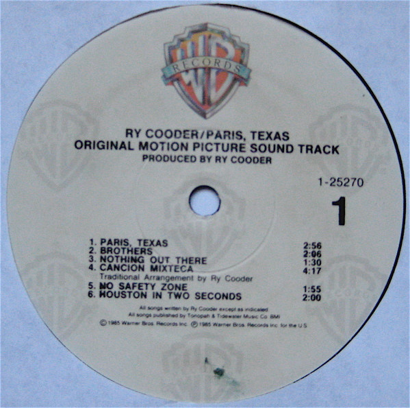 Ry Cooder - Paris, Texas (Original Motion Picture Soundtrack) | Warner Bros. Records (9 25270-1 E) - 3 Ry Cooder - Paris, Texas (Original Motion Picture Soundtrack) | Warner Bros. Records (9 25270-1 E) - 3
