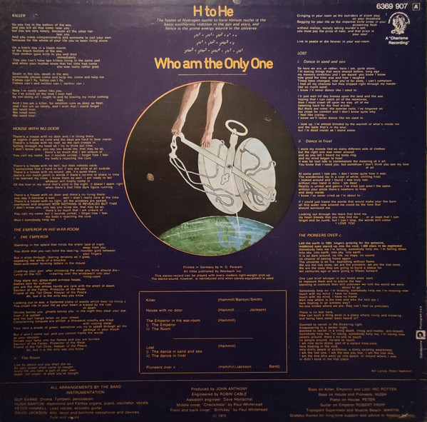 Van Der Graaf Generator - H To He Who Am The Only One | Charisma (6369 907 A) - 2