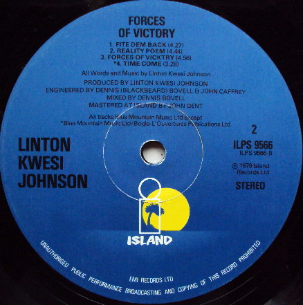Linton Kwesi Johnson - Forces Of Victory | Island Records (ILPS 9566) - 4 Linton Kwesi Johnson - Forces Of Victory | Island Records (ILPS 9566) - 4