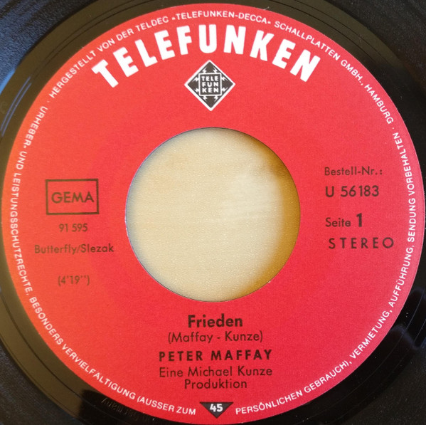 Peter Maffay - Frieden | Telefunken (U 56 183) - 2
