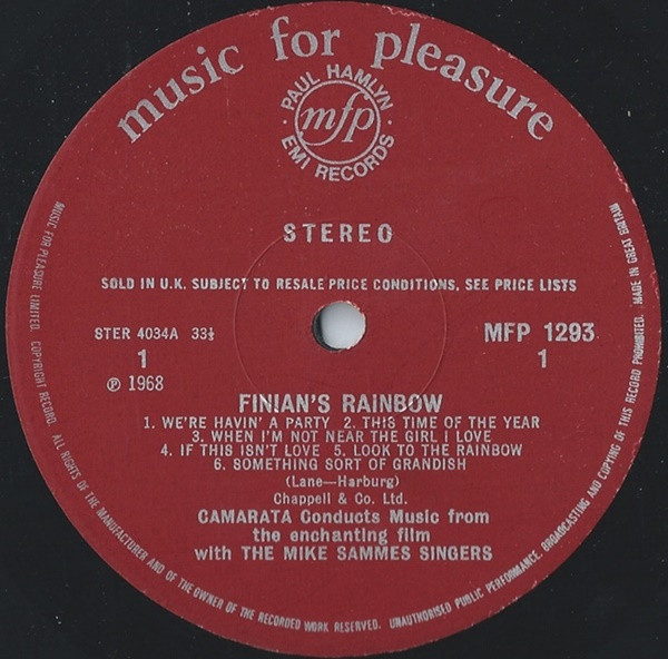 Tutti Camarata With The Mike Sammes Singers - Finian's Rainbow | Music For Pleasure (MFP 1293) - 3 Tutti Camarata With The Mike Sammes Singers - Finian's Rainbow | Music For Pleasure (MFP 1293) - 3