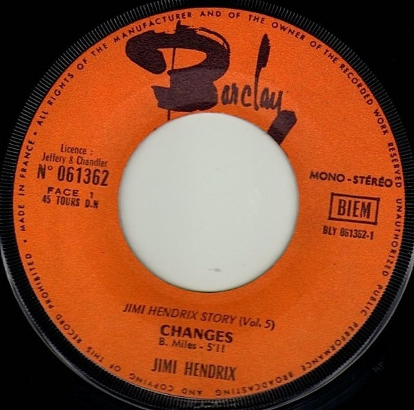 Jimi Hendrix - Changes / Message To Love | Barclay (61.362 L) - 3