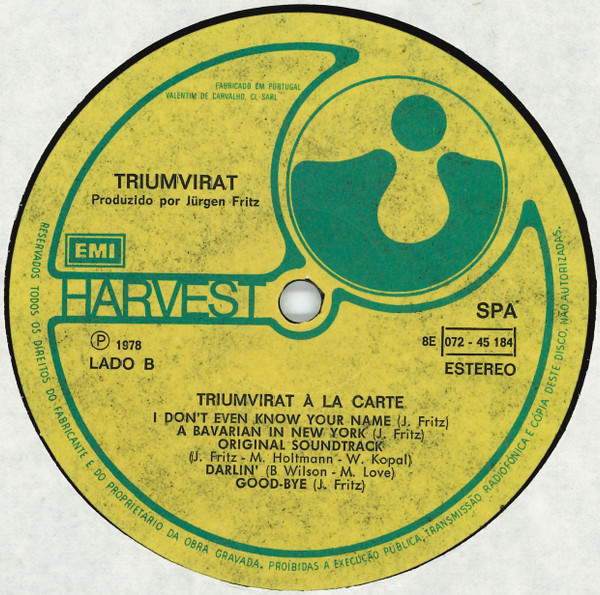 Triumvirat - À La Carte | Harvest (8E 072-45 184) - 4