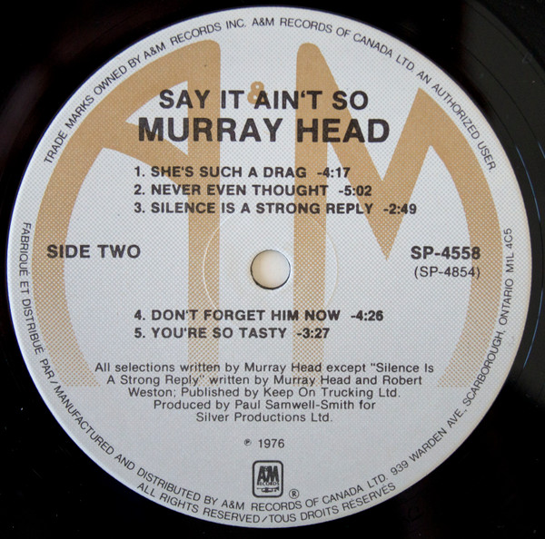 Murray Head - Say It Ain't So [Vinyl] | A&M Records (SP-4558) - 3