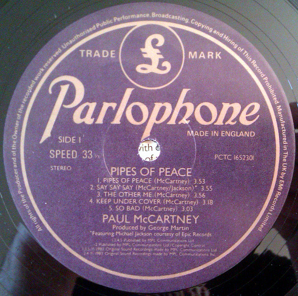 Paul McCartney - Pipes Of Peace | Parlophone (PCTC 1652301) - 3 Paul McCartney - Pipes Of Peace | Parlophone (PCTC 1652301) - 3