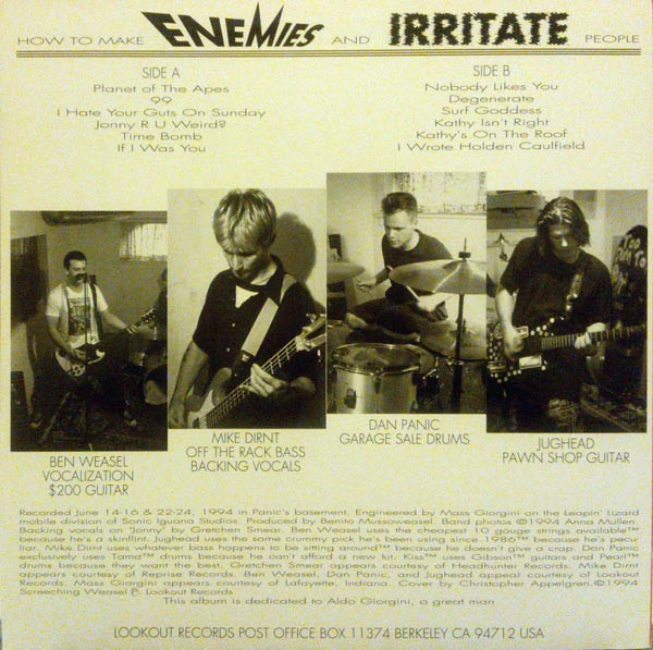 Screeching Weasel - How To Make Enemies And Irritate People | Lookout! Records (Lookout Number 97) - 2