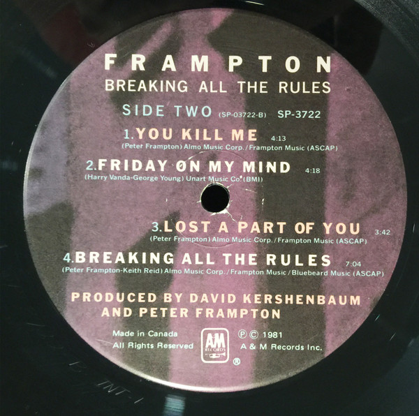 Peter Frampton - Breaking All The Rules | A&M Records (SP-3722) - 4 Peter Frampton - Breaking All The Rules | A&M Records (SP-3722) - 4