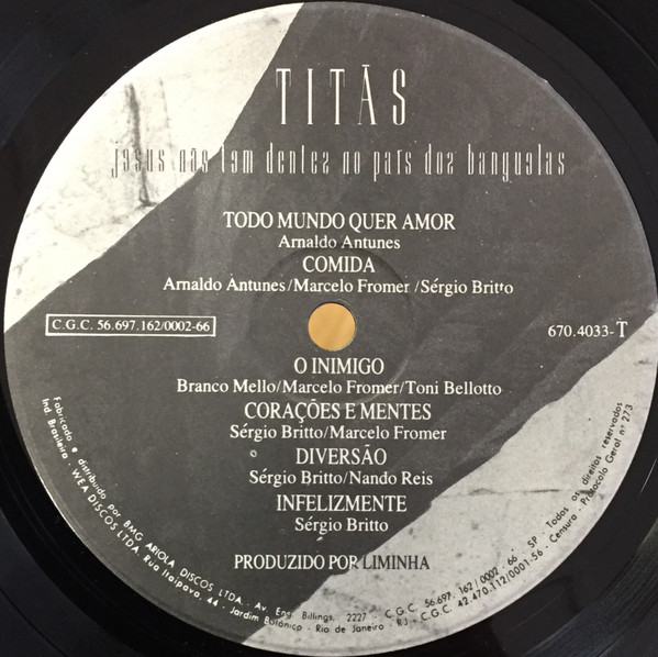 Titãs - Jesus Não Tem Dentes No País Dos Banguelas | WEA (670.4033) - 3