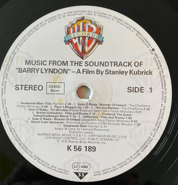 Various - Barry Lyndon (Music From The Soundtrack) | Warner Bros. Records (WB 56189 (BS 2903)) - 3 Various - Barry Lyndon (Music From The Soundtrack) | Warner Bros. Records (WB 56189 (BS 2903)) - 3