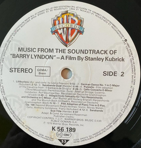 Various - Barry Lyndon (Music From The Soundtrack) | Warner Bros. Records (WB 56189 (BS 2903)) - 4 Various - Barry Lyndon (Music From The Soundtrack) | Warner Bros. Records (WB 56189 (BS 2903)) - 4