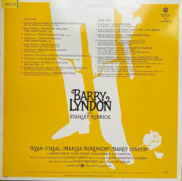 Various - Barry Lyndon (Music From The Soundtrack) | Warner Bros. Records (WB 56189 (BS 2903)) - 2 Various - Barry Lyndon (Music From The Soundtrack) | Warner Bros. Records (WB 56189 (BS 2903)) - 2