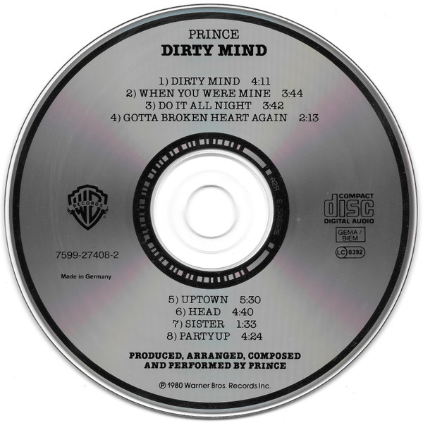 Prince - Dirty Mind | Warner Bros. Records (7599-27408-2) - 3