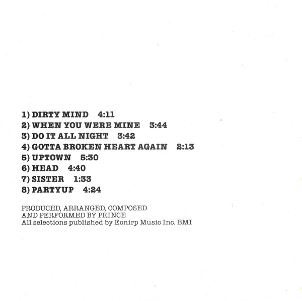 Prince - Dirty Mind | Warner Bros. Records (7599-27408-2) - 4