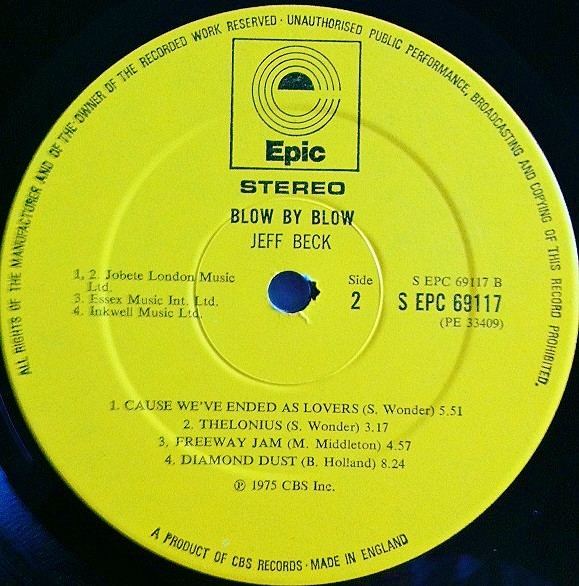 Jeff Beck - Blow By Blow | Epic (EPC 69117) - 4