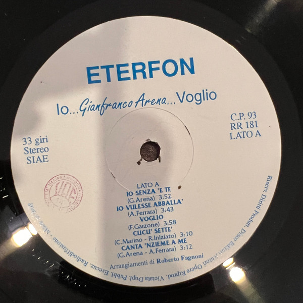 Gianfranco Arena - Io... Gianfranco Arena... Voglio | Eterfon (RR 181) - 3