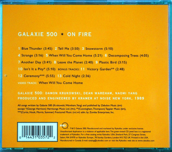 Galaxie 500 - On Fire | Rykodisc (RCD 10357) - 2