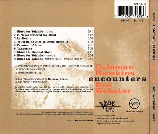 Coleman Hawkins Encounters Ben Webster - Coleman Hawkins Encounters Ben Webster | Verve Records (521 427-2)