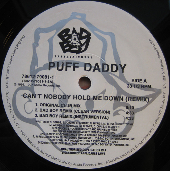 Puff Daddy - Can't Nobody Hold Me Down (Remix) | Bad Boy Entertainment (78612-79081-1) - 3