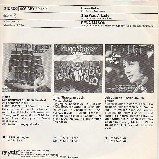 Rena Mason - Snowflake / She Was A Lady | Crystal (006 CRY 32 159) - 2