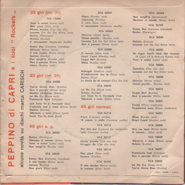 Peppino Di Capri E I Suoi Rockers - Mamalola / Lassame (Let Me Go) | Carisch (VCA 26084) - 2