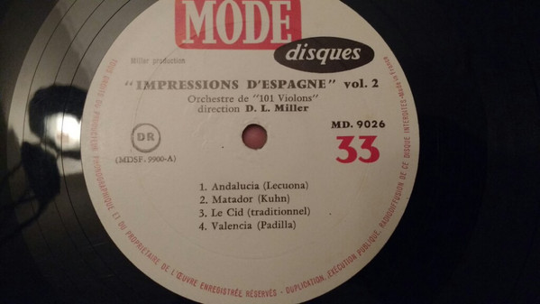 101 Strings , David L. Miller - Impressions D'Espagne Vol. 2 | Mode Disques (MD 9026) - 4