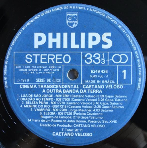 Caetano Veloso & A Outra Banda Da Terra - Cinema Transcendental | Philips (6349 436) - 3