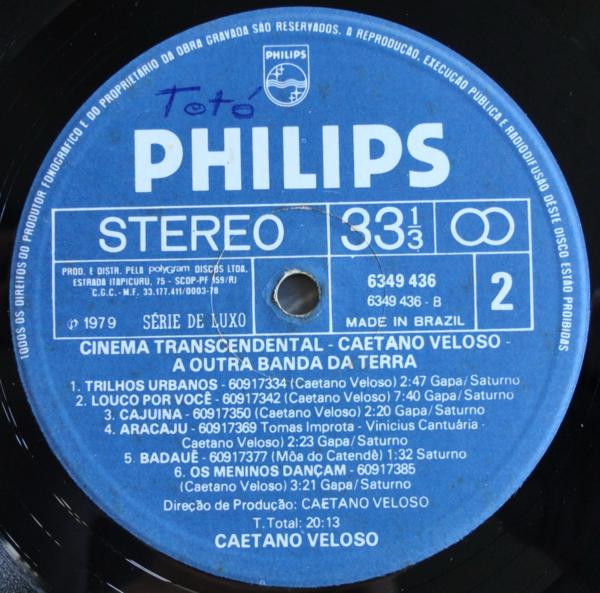 Caetano Veloso & A Outra Banda Da Terra - Cinema Transcendental | Philips (6349 436) - 4